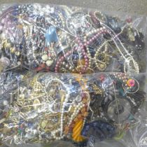 Two large bags of costume jewellery