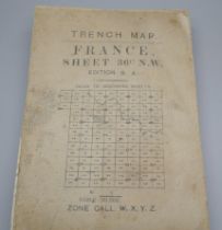 A WWI trench map, France Sheet 36c N.W., also marked Trenches Corrected To 4-5-17