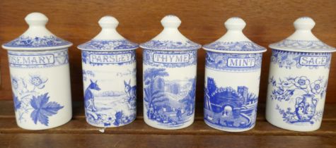 Five The Spode Blue Room Collection herb jars
