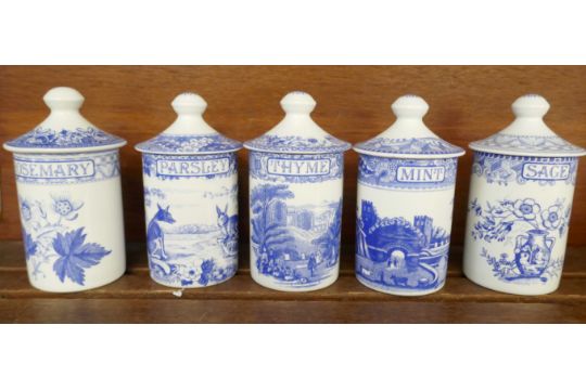 Five The Spode Blue Room Collection herb jars - Image 1 of 3