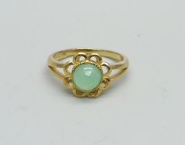 A silver gilt, chrysoprase ring, M/N, with certificate