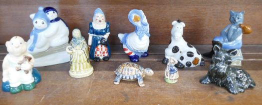 A collection of Wade Collectors Club figures, four Pantomime dames, a Christmas 1996 membership