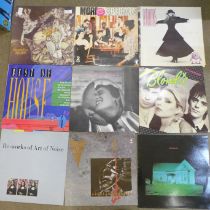 Sixteen LP records and 12" singles, mainly 1980s, Kate Bush, The Specials, etc.