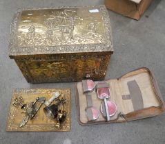 A collection of metalware and a brass covered box **PLEASE NOTE THIS LOT IS NOT ELIGIBLE FOR POSTING