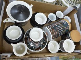 A collection of Portmeirion Magic City tea/coffee ware, storage jars, etc., designed by Susan