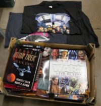 Star Trek and Star Wars books and DVDs and three T-shirts **PLEASE NOTE THIS LOT IS NOT ELIGIBLE FOR