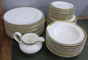 A Royal Doulton Clarendon part dinner service, 16 dinner and side plates, 15 tea plates, 14 soup/