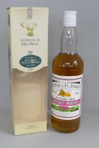 A bottle of Gordon & MacPhail 21 Years Old Glenlivet Whisky, boxed