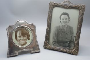 Two silver photograph frames, largest height 17.5cm