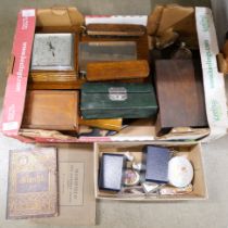 Assorted items; wall barometer and clothes brush combination, two Sekonda watches, wooden boxes, a