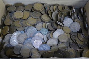 A box of British 1d and ½d coins