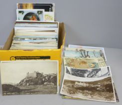 Postcards; a box of postcards, vintage to modern