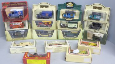 Seventeen Lledo and Models of Yesteryear model vehicles, boxed