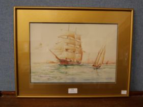 Earl Beauchamp, marine landscape, watercolour, framed