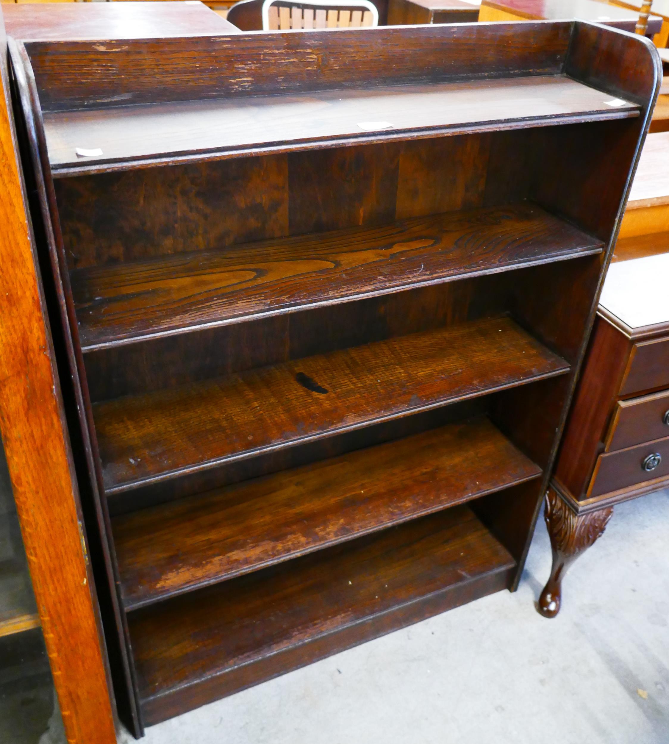 An oak open bookcase