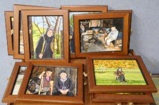 Twelve assorted portraits, oils, framed