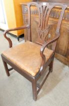 A George III Chippendale style mahogany elbow chair