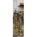 Two large brass lamp bases