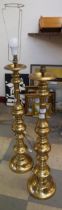 Two large brass lamp bases