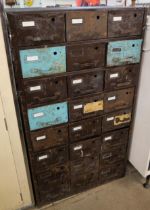 An industrial metal filing cabinet