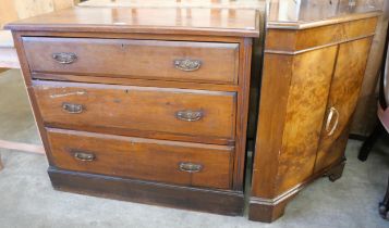 An Edward VII walnut chest of drawers and a corner cupboard