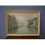 Maude Isabel Maraspin, Venetian canal scene, oil on canvas, framed