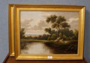 E. Orton, a pair of landscapes, oil on canvas, framed, one a/f