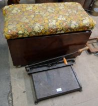 A vintage tool box with tools and a guillotine