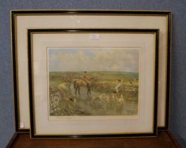 Two signed Lionel Edwards hunting scene prints, framed