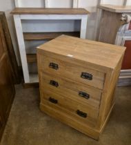A Victorian birch chest of drawers and a painted beech open bookcase