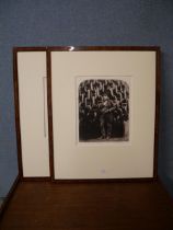 Two black and white photographic prints of Victorian figures