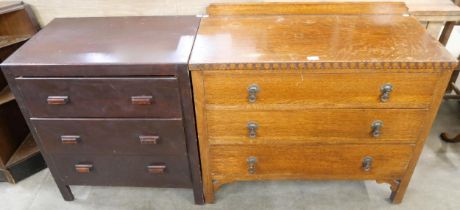 An early 20th Century oak chest of drawers and one other