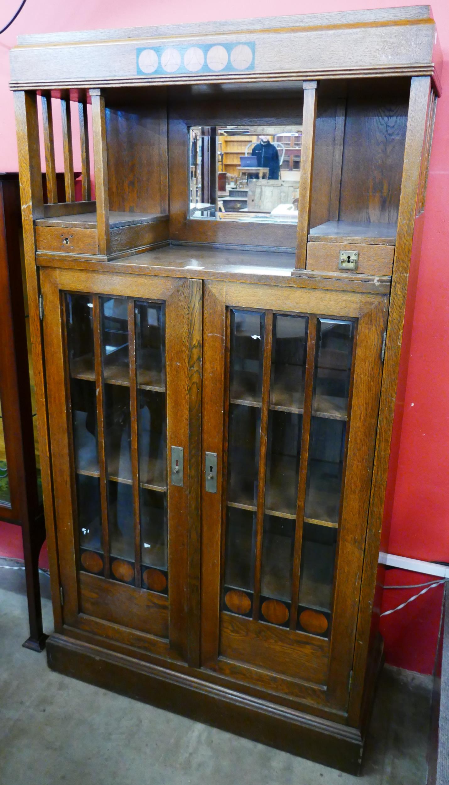 A Secessionist inlaid oak bookcase