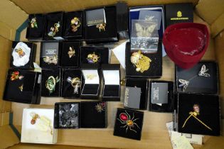 A large quantity of costume jewellery; a Butler and Wilson large spider brooch, small spider brooch,