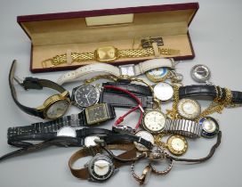 Lady's and gentleman's watches including Rotary, Timex and a gold plated Raymond Weil