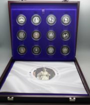 A Royal Mint Coronation Anniversary 50p silver proof collection, 1953-2003, 12 coins, each 8g of 925