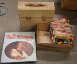A record box and one other box of 1950s and 1960s LP records and 7" singles **PLEASE NOTE THIS LOT