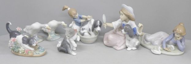 Seven Lladro figures