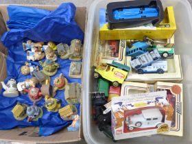 A collection of die-cast cars, Corgi, Lledo, etc., a collection of Tetley tea memorabilia, Tetley