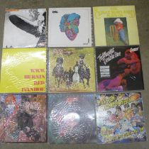 Nine LP records, Led Zeppelin, Love, Climax Blues Band, W.W.W., Doobie Brothers, Ted Nugent,