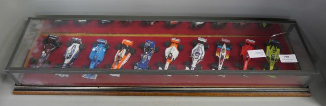 A cased set of ten model Formula 1 racing cars, 1:43 scale