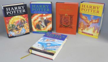 Five hardback first edition novels by JK Rowling; Harry Potter and The Order of the Phoenix, 2003,