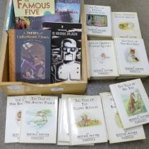 A collection of twenty-three Beatrix Potter Peter Rabbit books, Enid Blyton, etc.