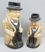 Two Royal Doulton Winston Churchill character jugs