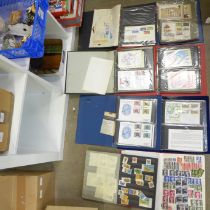 Great Britain; a box with eight albums/stock books and loose Isle of Man covers and stamps and GB