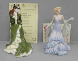 Two figures, Coalport Helena and Danbury Mint Sophie, both with certificates