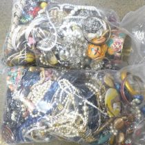 Two bags of costume jewellery