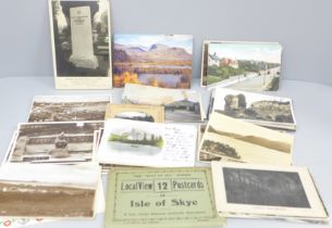 A collection of Victorian and later Scottish postcards; Glaswegian streets, Mull, Jura, Castles,