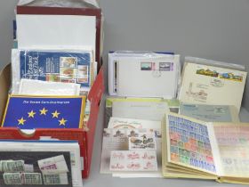 Stamps; a box of stamps, covers, etc.