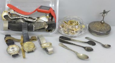 A collection of watches including lady's Montine, etc., a ballerina glass music box and costume